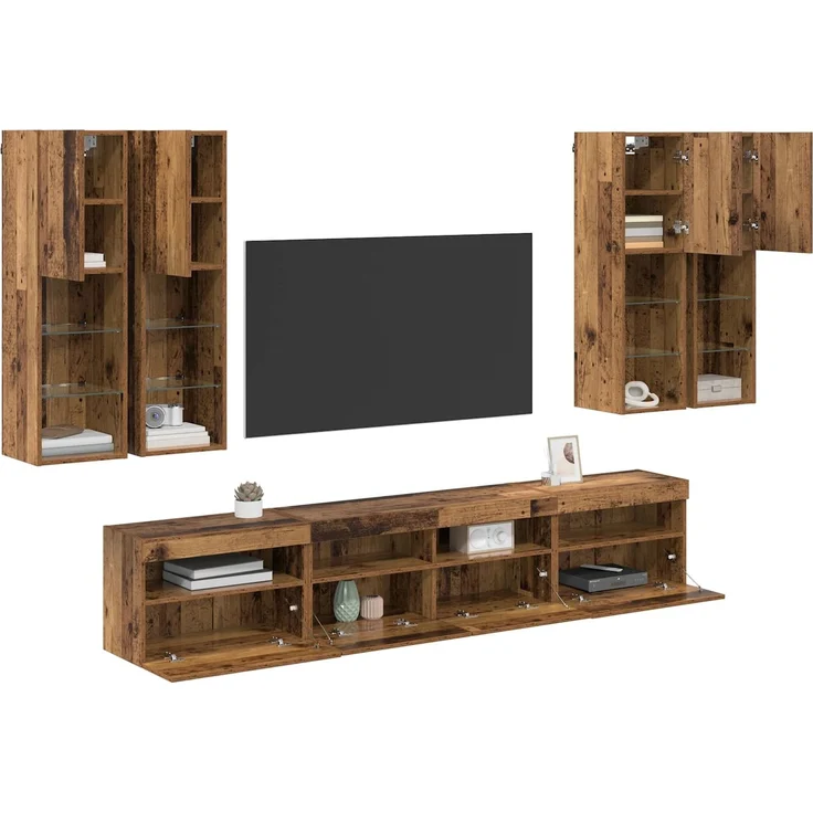 vidaXL TV-Wandschrank-Set mit LED-Lichtern 7 stk. 100 x 30 x 40 cm 3402794 – Bild 3