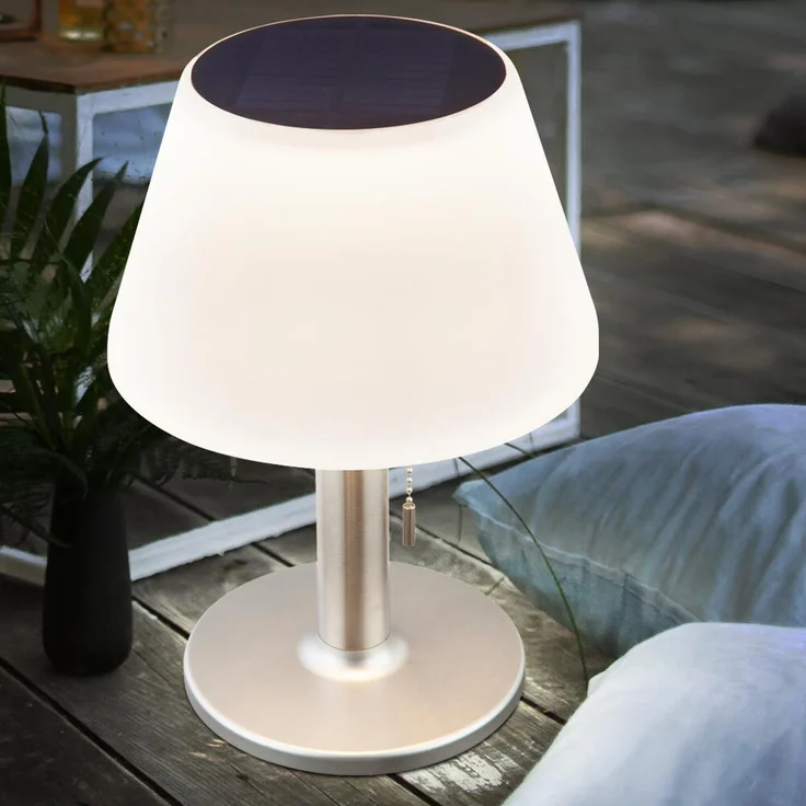2er Set LED Solar Tischleuchte, Kunststoff, weiß, Höhe 28 cm – Bild 7