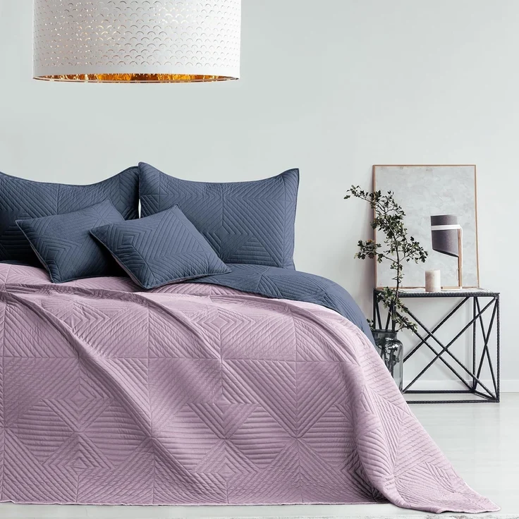 AmeliaHome Tagesdecke anthrazit Flieder 200x220 Bettüberwürf zweiseitig Ultrasonic Steppung Polyester Softa – Bild 2