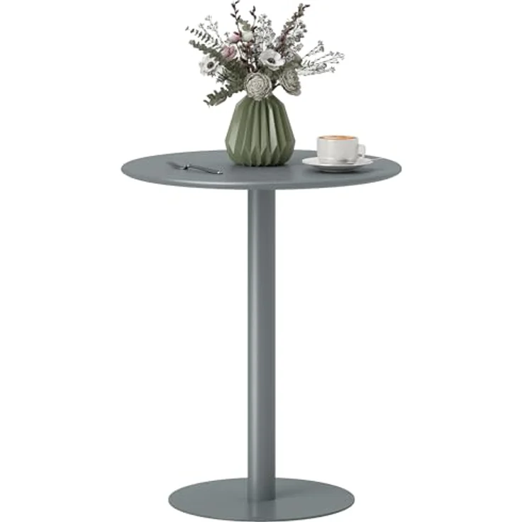 HOMCOM Esstisch moderner Tisch (Rund Küchentisch, 1-St, Esszimmertisch für 2 Personen), für Küche, Esszimmer Wohnzimmer Grau – Bild 1