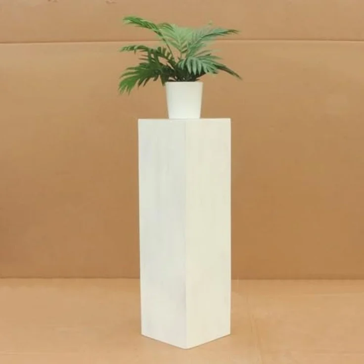 Oriental Galerie Blumenhocker Massive Holz Säule Viereckig Podest Lime-Weiß mittel 75cm (1 St) – Bild 6