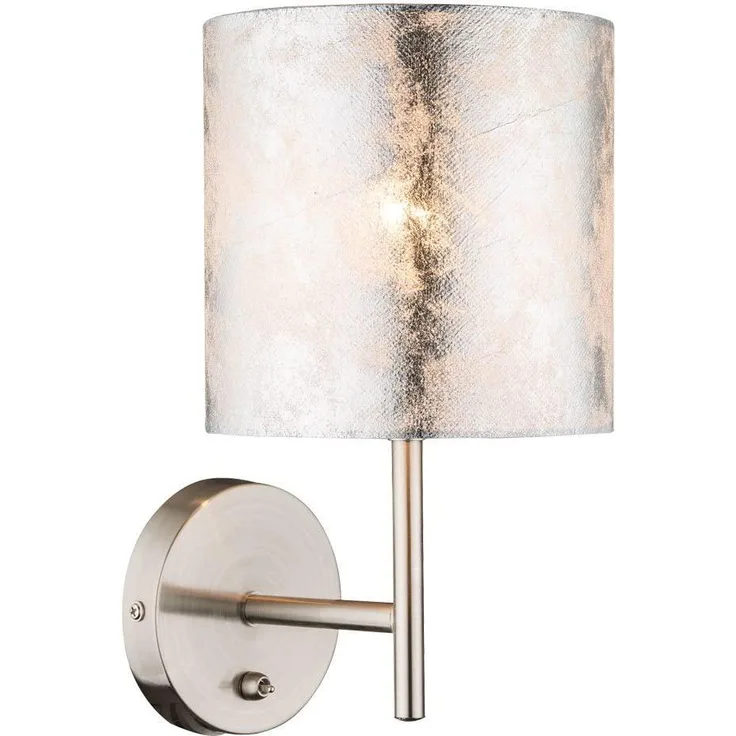 Globo Wandleuchte Wandlampe E14 elegant Textilschirm silber 15188W
