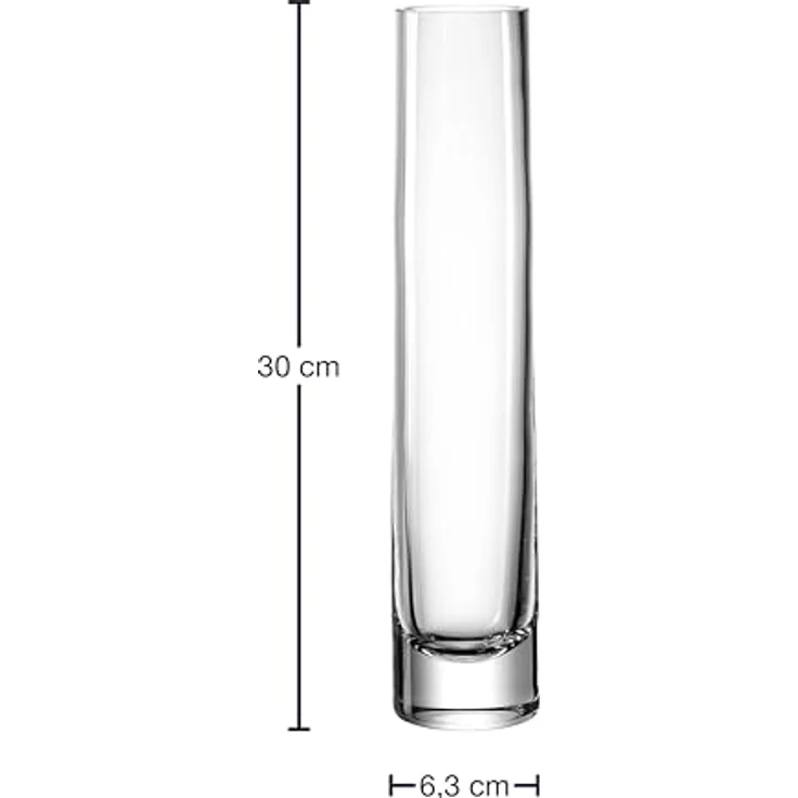 LEONARDO HOME Novara Deko-Vase, zylinderförmige Glasvase für Einzelblumen, Höhe 30 cm, Durchmesser 6,3 cm, transparentes Klarglas – Bild 2