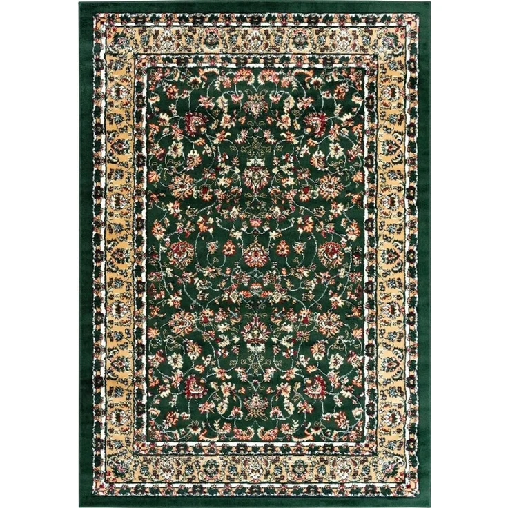 Vimoda Orientteppich Klassischer Teppich Kurzflor in Grün, Beige, Rot & Grau, Rechteckig, Höhe: 6 mm, Kunstvollem Klassik Muster Blumen GRÜN, Braun & Schwarz – Bild 1
