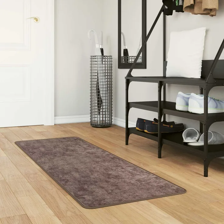 vidaXL Teppichläufer MARSA Grau 200 x 50 cm Polyester und PVC 42023184