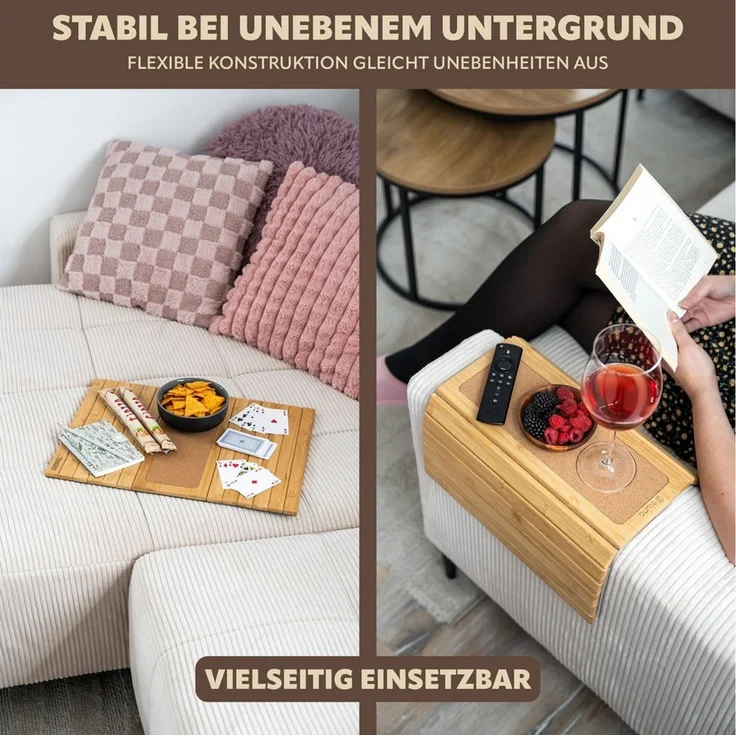 eluno Tabletttisch aus Bambus mit rutschfester Ablage – Bild 3