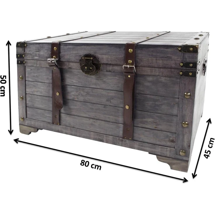 Kobolo Truhe Kiste KUBA aus Holz grau 80x45x50 cm – Bild 7