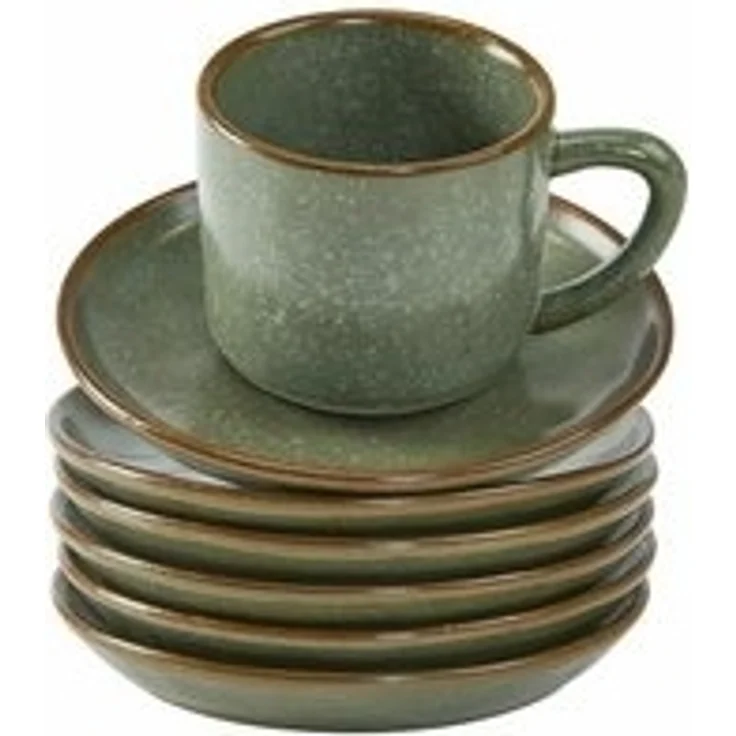 Mirabeau Geschirr-Set Tasse mit Untertasse 6er Set Biarré türkis/braun, Steinzeug – Bild 6
