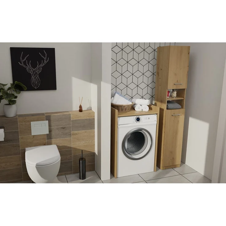 ibonto WASCHMASCHINENUMBAUSCHRANK HANDWERKLICHE EICHE 64x97,5x50 cm (H 97.5 x T 50 x B 64 cm) – Bild 5