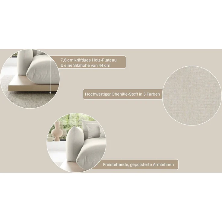OTTO home Ecksofa Kalix L-Form, 323 cm - OTTO. Verlässliche Qualität, Designsofa, auf Holzplateau, Strukturstoff, hoher Sitzkomfort – Bild 3