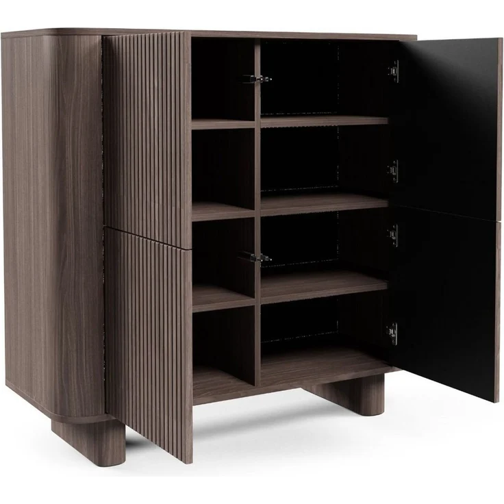 Compleo Kommode mit 4 Türen, Nussbaum oder Kaschmir, Elegant design, Sideboard mit Lamellen, Push to open Funktion, MADE IN EU – Bild 4