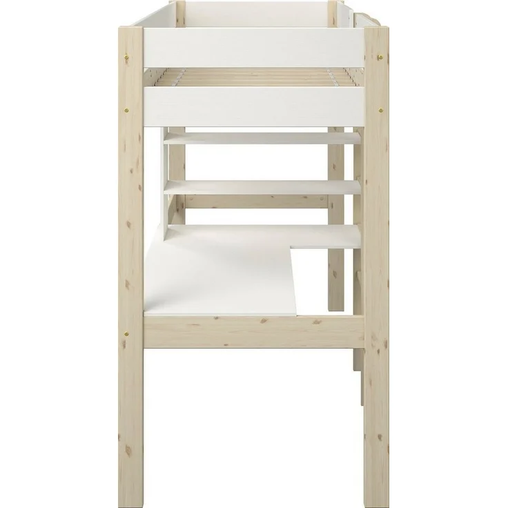 Lüttenhütt Hochbett Stockbett, Kinderbett, "ROBIN " FSC® zertifiziertes Massivholz mit Schreibtisch und Regalen – Bild 3