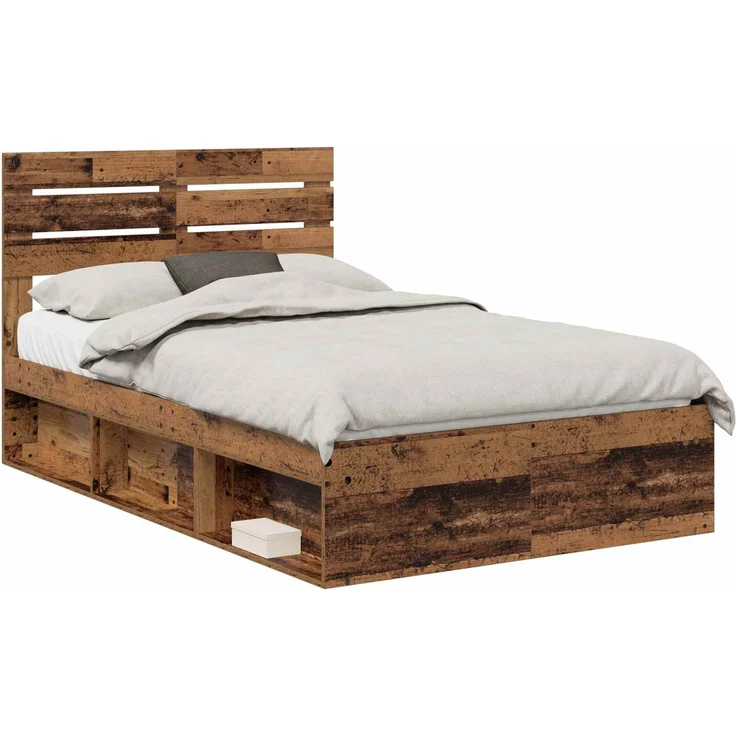 vidaXL Bettrahmen Altholz 120 x 190 cm Massives Kiefernholz 3411445 – Bild 1