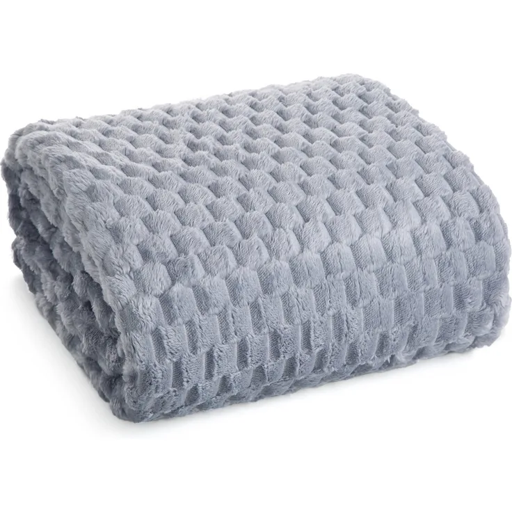 Wohndecke Kuscheldecke Decke MICROFASER Sofadecke Tagesdecke CINDY6 70x160 cm silber