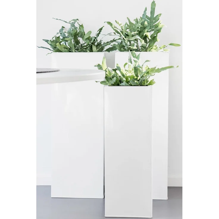 VIVANNO Pflanzkübel Blumenkübel Zink "Block", Weiß 24x24x65 cm (mit Einsatz) – Bild 6