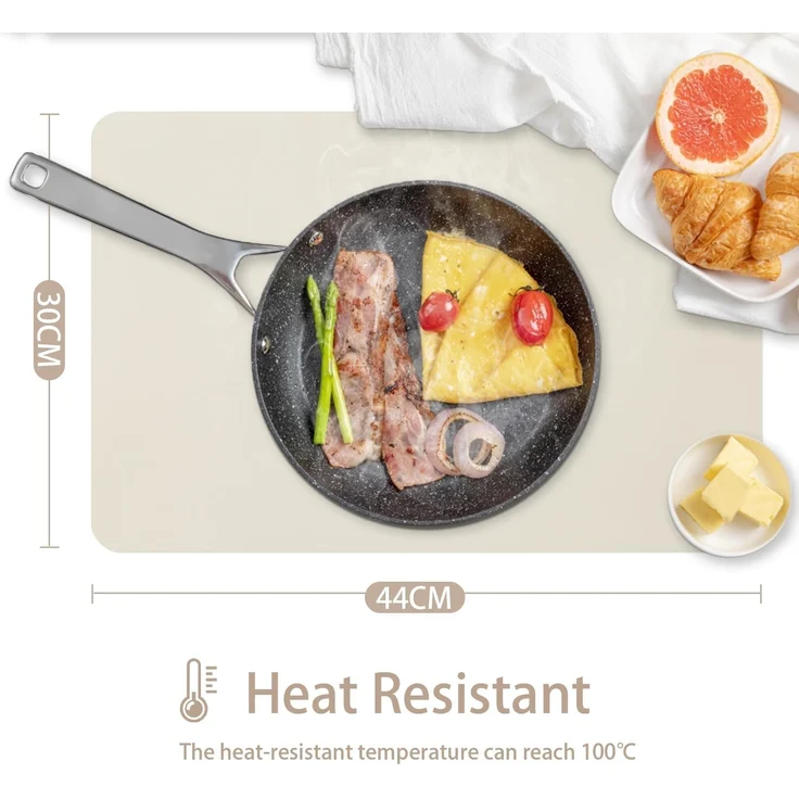 ABC 4-teiliges waschbares Platzset aus PU-Leder, 43 x 30 cm, hitzebeständig, rutschfest, für Küchen- und Esstische, beige – Bild 3