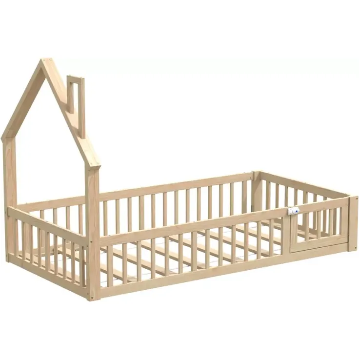 Hausbett mit Lattenrost und Rausfallschutz, 90x200 cm, Kinderbett, Jugendbett, Kiefer – Bild 8