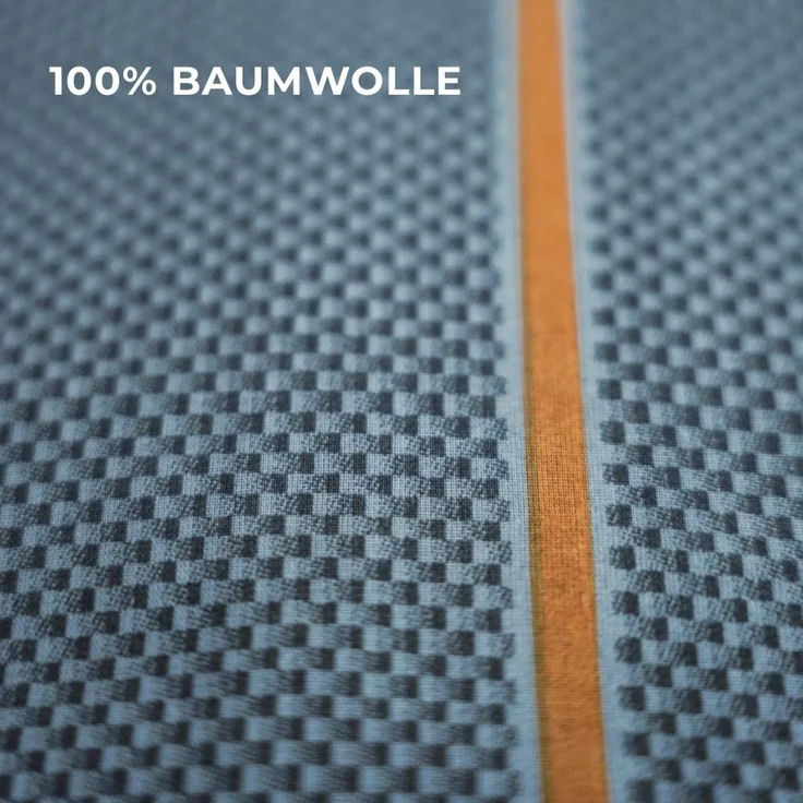 Renforce Bettwäsche mit Reißverschluss - Wendebettwäsche aus 100% Baumwolle, Karo- und Linienmuster 155x220 cm + 80x80 cm – Bild 5