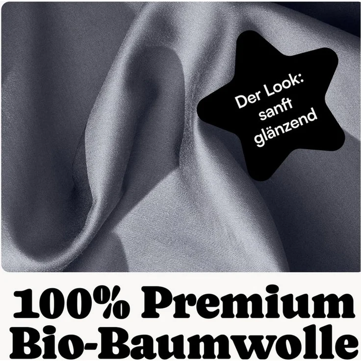 Seralino Kissenbezüge Mako Satin Kissenbezug (100% Bio Baumwolle) weich, hautfreundlich, (2 Stück), Fairtrade/ GOTS zertifizierte uni Kissenhülle mit Reißverschluss – Bild 3
