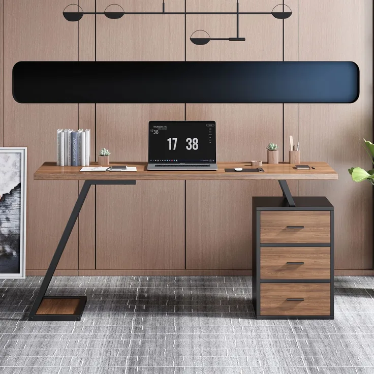 Schreibtisch mit flexibel positionierbarem Stauraum, 138,5x58x75 cm, dunkelbraun