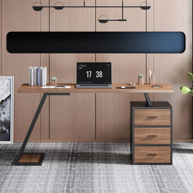 Schreibtisch mit flexibel positionierbarem Stauraum, 138,5x58x75 cm, dunkelbraun – Bild 1