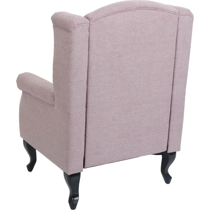 Sessel Chesterfield, Relaxsessel Clubsessel Ohrensessel, wasserabweisend Stoff/Textil ~ hellrosa mit Ottomane – Bild 7