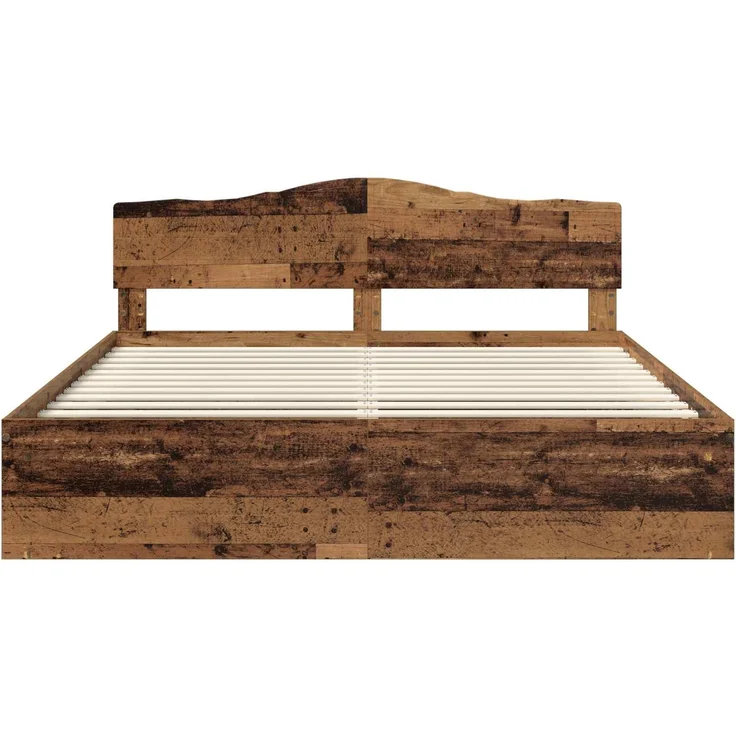 vidaXL Bettrahmen Altholz 200 x 200 cm Massives Kiefernholz 3412860 – Bild 6
