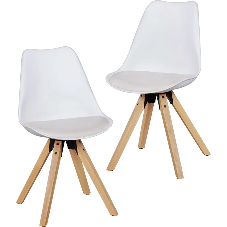 Wohnling 2er-Set Esszimmerstühle Skandinavische Stühle mit Holzbeinen weiß – Bild 3