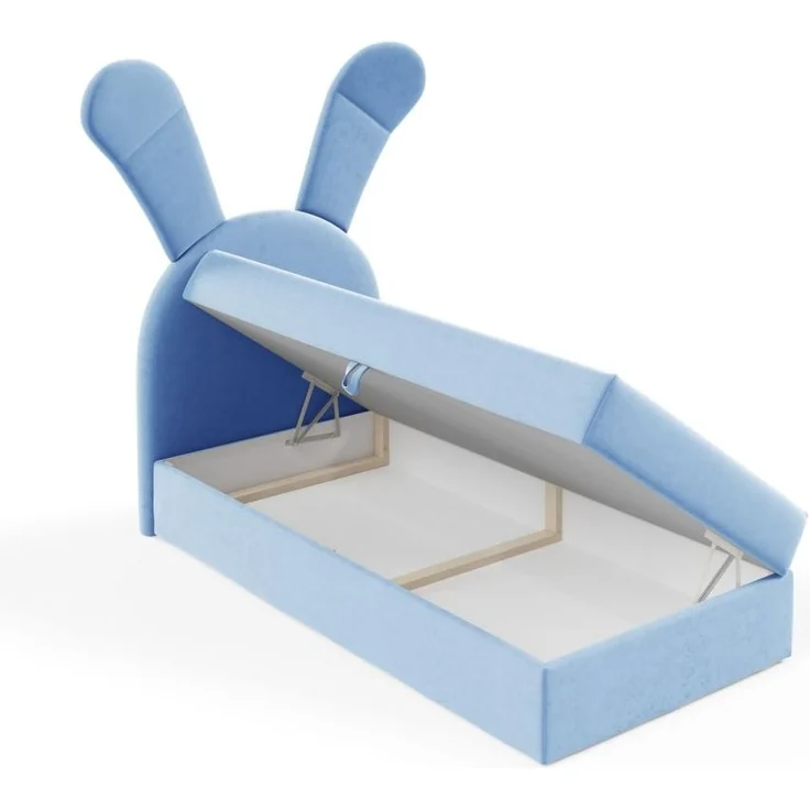 Kinderbett Polsterbett Bett MATILDA 100x200cm in Stoff Magic Velvet Hellblau – Bild 4