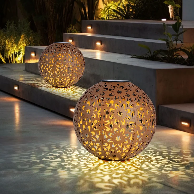 2x LED Solarleuchte, Dekorgeflecht-Kugel, D 20 cm – Bild 3