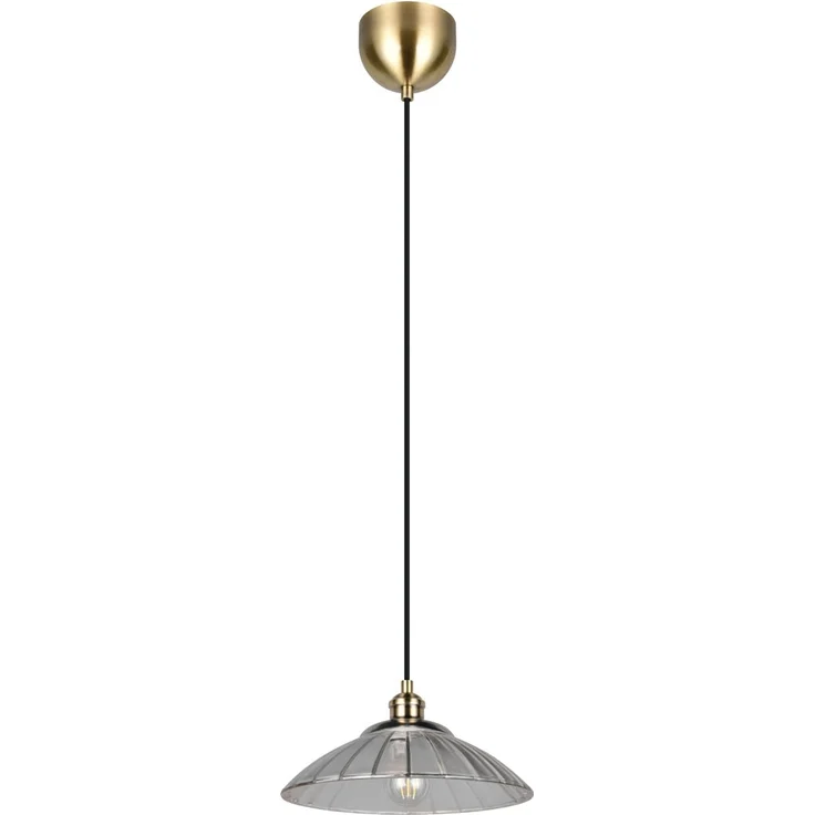 Pendelleuchte ELUNA einflammig, Altmessing mit Glasschirm klar, Ø 29,5cm – Bild 2