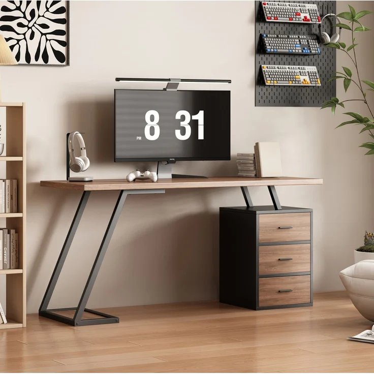 Schreibtisch mit flexibel positionierbarem Stauraum, 138,5x58x75 cm, dunkelbraun – Bild 3