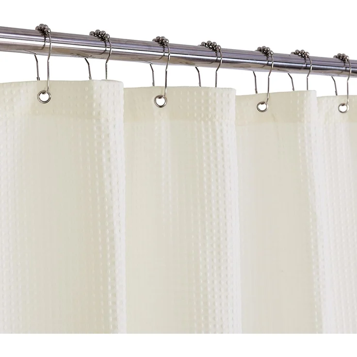 Barossa Design Extra Langer Duschvorhang mit Waffelmuster, 213,4 cm Höhe, Hotel, Luxus, Spa, wasserabweisend, 230 g/m², strapazierfähig, maschinenwaschbar, cremefarbenes Piqué-Muster, 180x213 cm