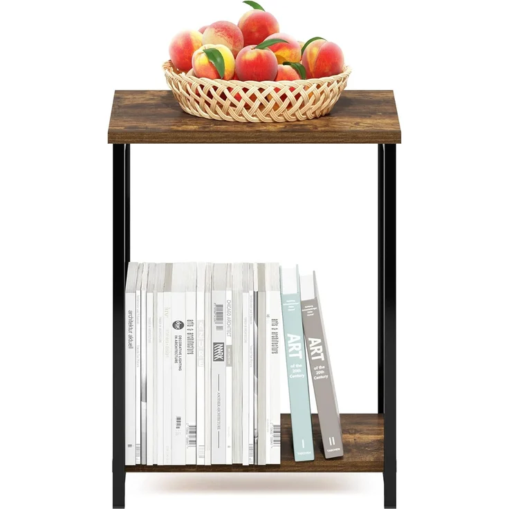 Furinno Simplistic Industrial Beistelltisch mit Metallrahmen, 1er-Pack, Amber Pine – Bild 4