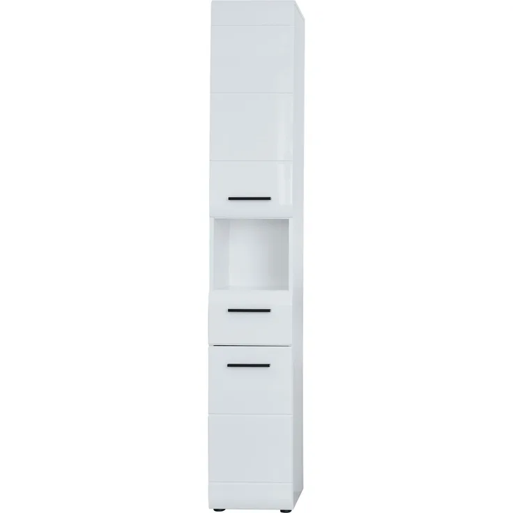 trendteam 'Skin' Hochschrank, Holz weiß, Hochglanz , 2 Türen, Schublade, Fach