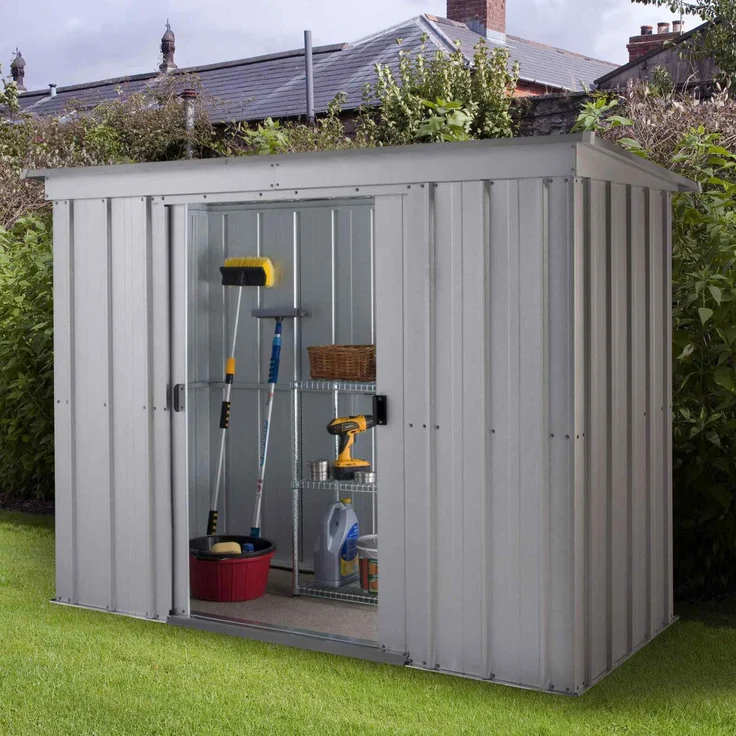 Yardmaster Metall-Gerätehaus "Titanium" Modell 84, silber, 2,33 m²,ohne Bodenrahmen – Bild 1