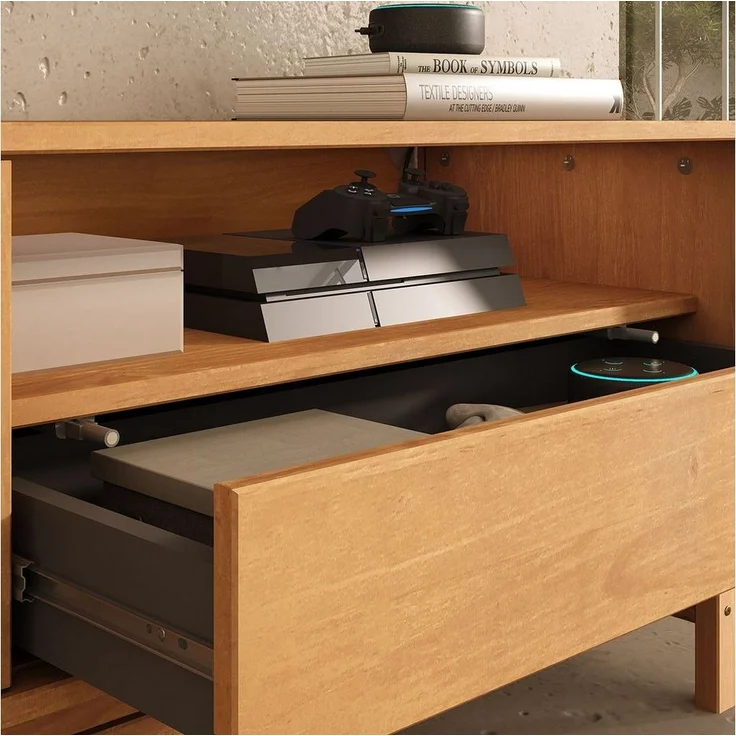 IDIMEX Lowboard ADAMO, Sideboard 145 cm aus Massivholz mit Lamellen-Schiebetür Eiche Finish – Bild 3