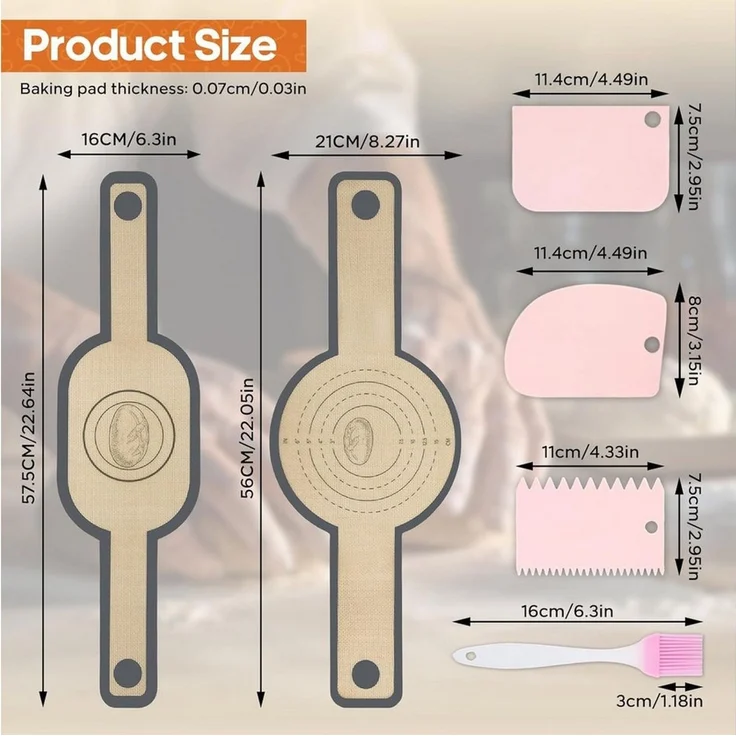 FELIXLEO Backmatte 2er Set Silikon Backmatte für Dutch Oven Brot Backen, (1-tlg) – Bild 2