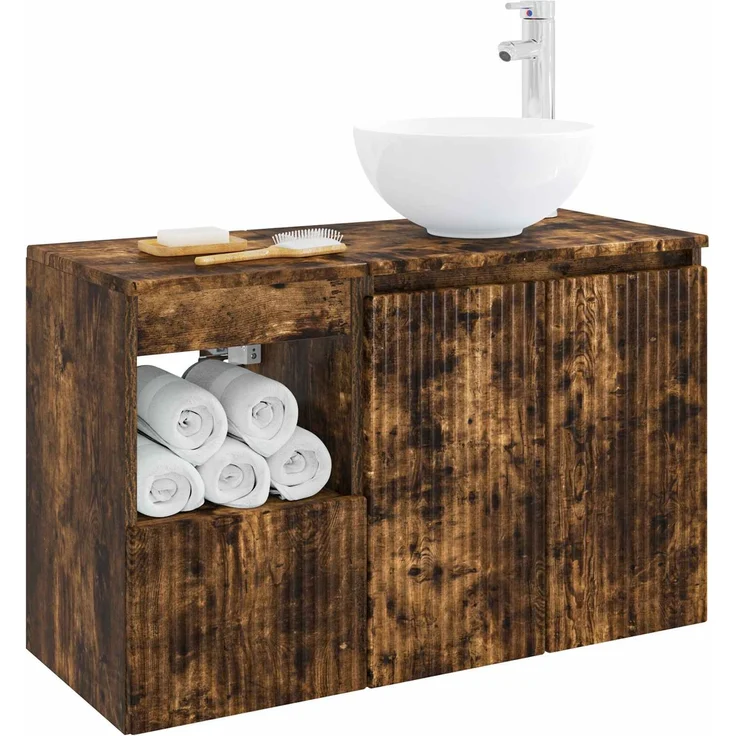 vidaXL Badezimmerschrank-Set 2 stk. Geräucherte Eiche 3404039 – Bild 3