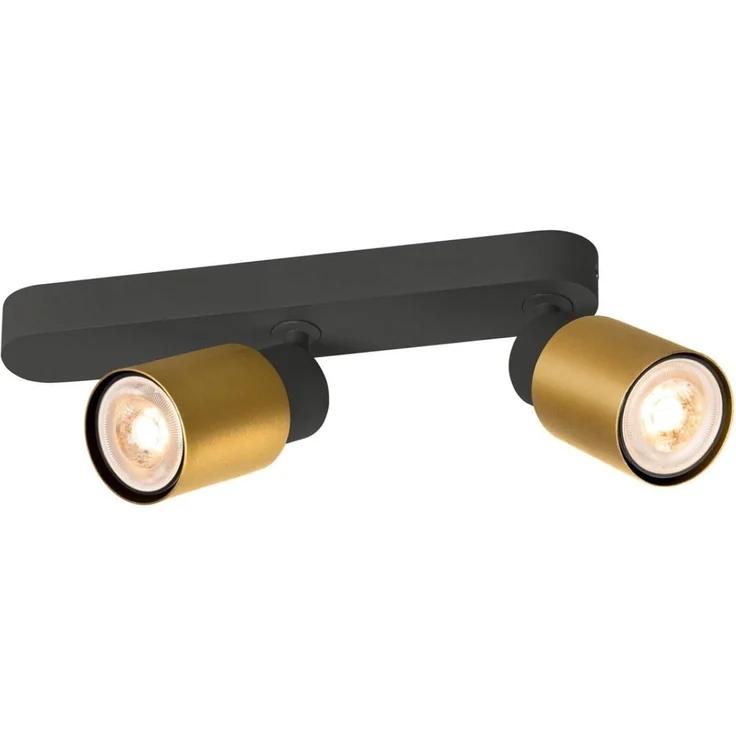 SLV PURI 2.0 Tube, Wand- und Deckenaufbauleuchte, asymmetrisch, 2 x max. 6W GU10, schwarz / gold - Wand- und Deckenleuchten