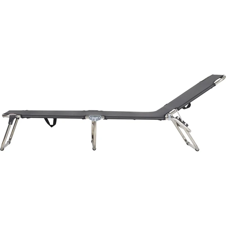 'Amigo' Dreibeinliege, verstellbare Rückenlehne, Aluminium/Kunststoffgewebe Schwarz, 29 x 190 x 58 cm – Bild 2