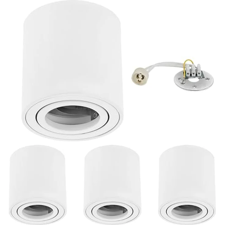 Sweet LED Aufbauleuchte 4er Set GU10 rund Deckenspots weiß Aluminium schwenkbar 230V, schwenkbar, ohne Leuchtmittel, Aufbaustrahler LED, Aufbauspot, Deckenstrahler – Bild 7
