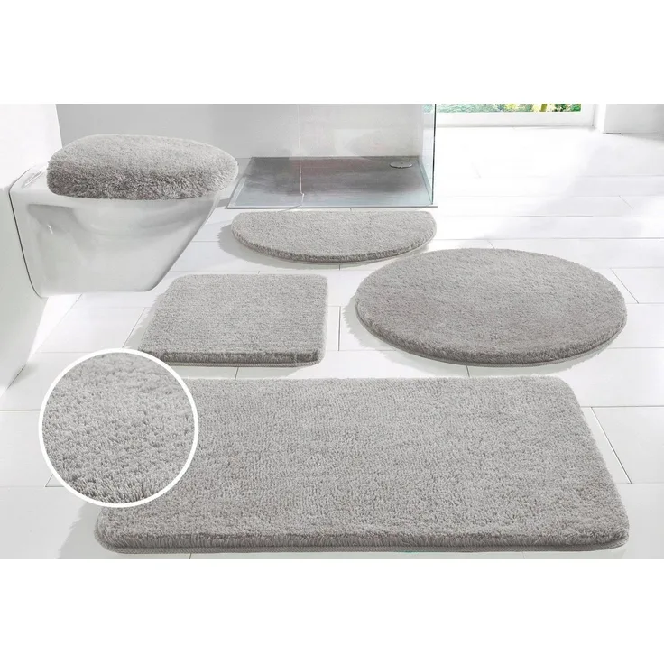 OTTO home Badematte Merida, Badvorleger, Badezimmer Teppich, Höhe 32 mm, rutschhemmend beschichtet, fußbodenheizungsgeeignet, schnell trocknend, strapazierfähig, Kunstfaser, rund, Badteppich, Uni Farben, rechteckig, rund & als 2-tlg. Set erhältlich
