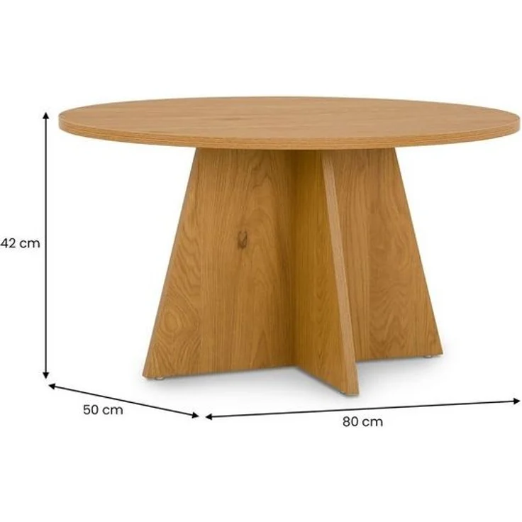 IDIMEX Couchtisch LAMESA, Runder Wohnzimmertisch, kleiner Beistelltisch japandi Wildeiche Dekor – Bild 4