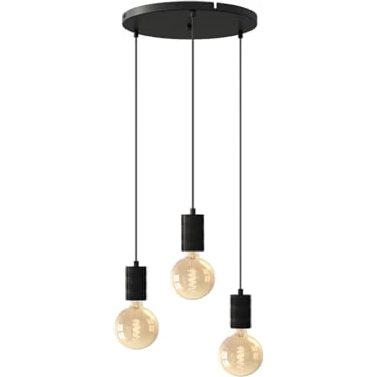 Calex Retro Pendelleuchte, eckig, 3-flg., schwarz, dimmbar mit E27-Fassung – Bild 5