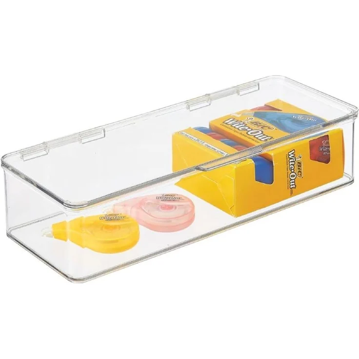 mDesign Organizer Aufbewahrung Ablage Kiste stapelbar Deckel 2er-Set Transparent – Bild 6