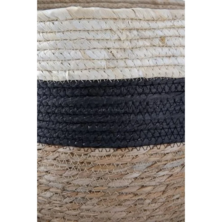 GILDE GLDE Aufbewahrungskorb Deko Korb mit Griff - 3er Set Körbe storage basket - Schwarz Naturfaben - Bad Schlafzimmer Wohnzimmer - Ø 25 / 31 / 38 cm Höhe 22 / 26 / 39 cm – Bild 3