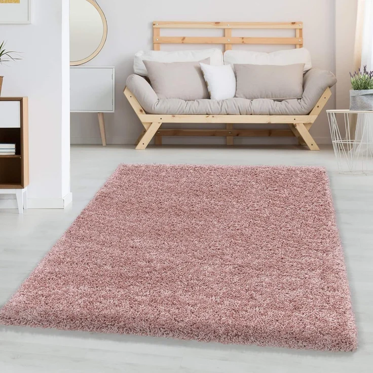 Carpetsale24 Shaggy Hochflor Teppich Wohnzimmer 250x350 (240x340 cm) Rosa - Modern Flauschiger Teppich Extra Weich, Pflegeleicht und Einfarbig - Teppich für Schlafzimmer, Esszimmer und Küche – Bild 1