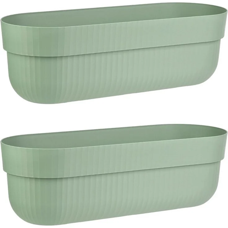 Engelland Blumenkasten mit Wasserspeicher/Drainagesystem und Abstandshalter (Vorteils-Set, 2 St), Blumentopf, 50 cm, PP-Kunststoff, Balkonkasten, länglich, formstabil – Bild 1