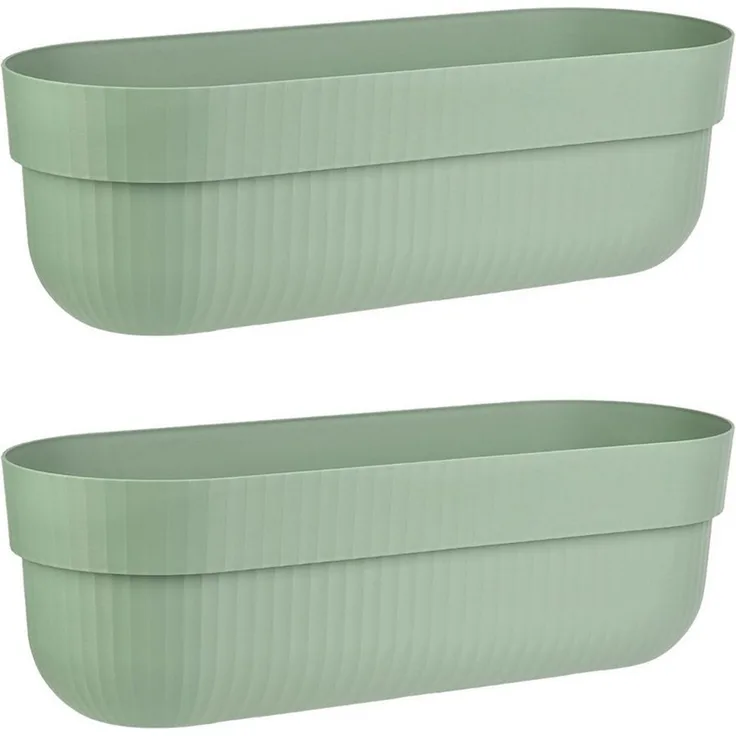 Engelland Blumenkasten mit Wasserspeicher/Drainagesystem und Abstandshalter (Vorteils-Set, 2 St), Blumentopf, 50 cm, PP-Kunststoff, Balkonkasten, länglich, formstabil
